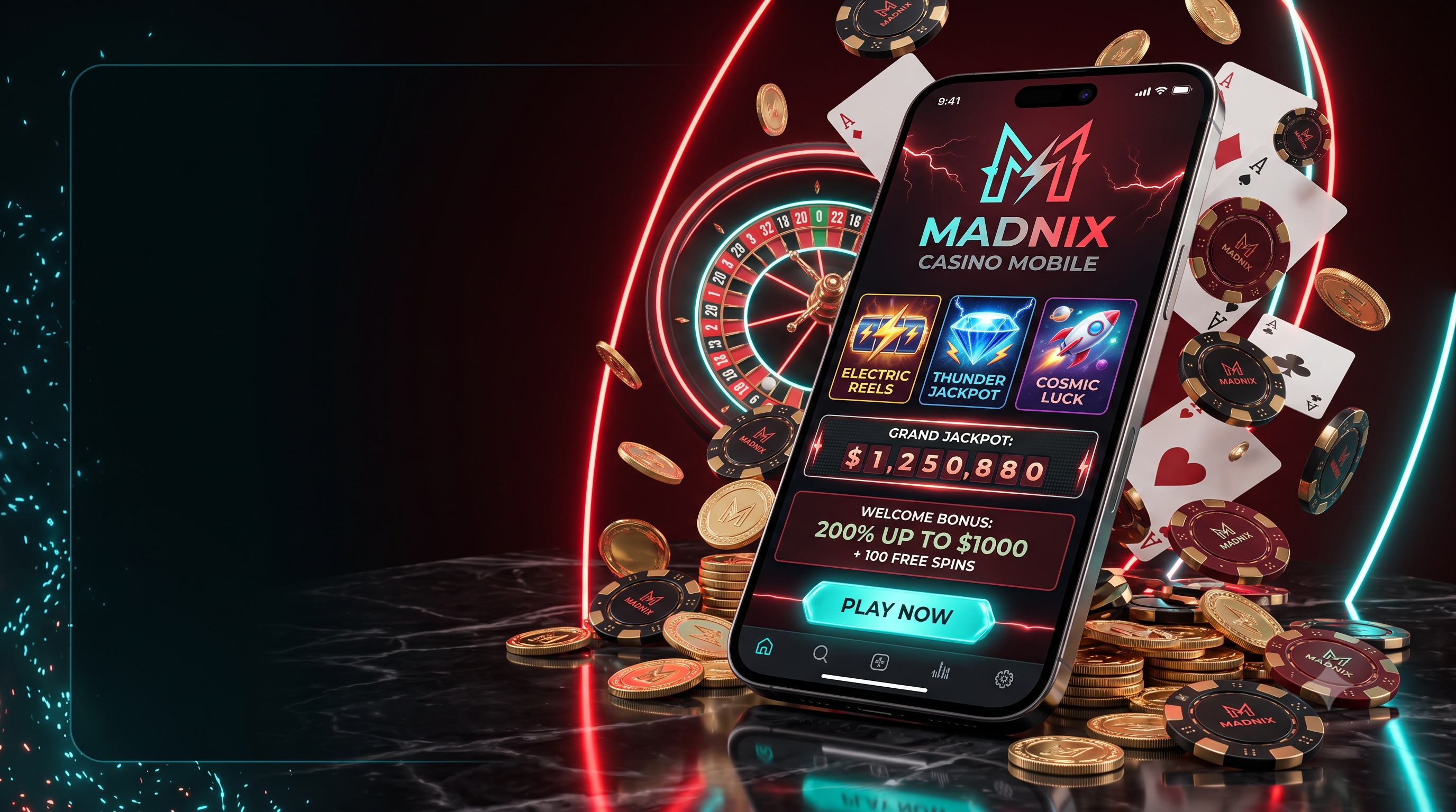 Aperçu du laboratoire de Madnix Casino affichant les détails d'une offre promotionnelle